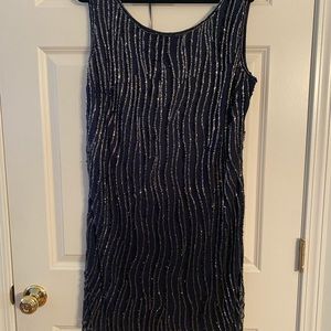 Pissaro Navy Beaded Cocktail Dress 18w NWT